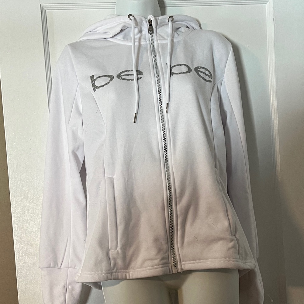 Bebe Women's White Zip-Up Hoodie